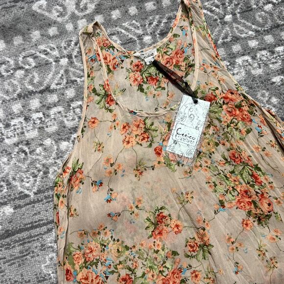 Cecico NWT Hi Low Maxi Sheer Dress Top Medium Tiered Ruffles Woodland Fairy - Picture 3 of 11